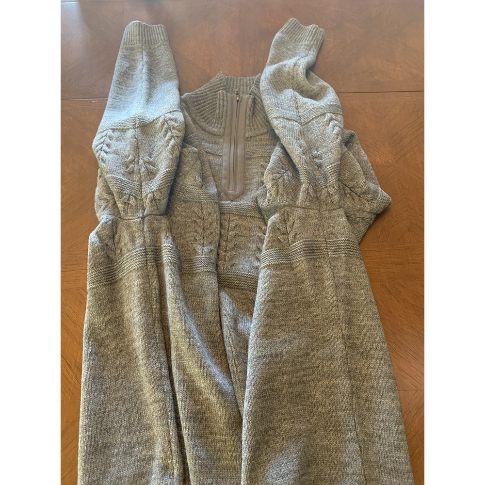 Saint James Detroit 1/4 Zip Pullover Wool Blend Cable Knit Sweater Men's 46 Gray - Picture 11 of 16